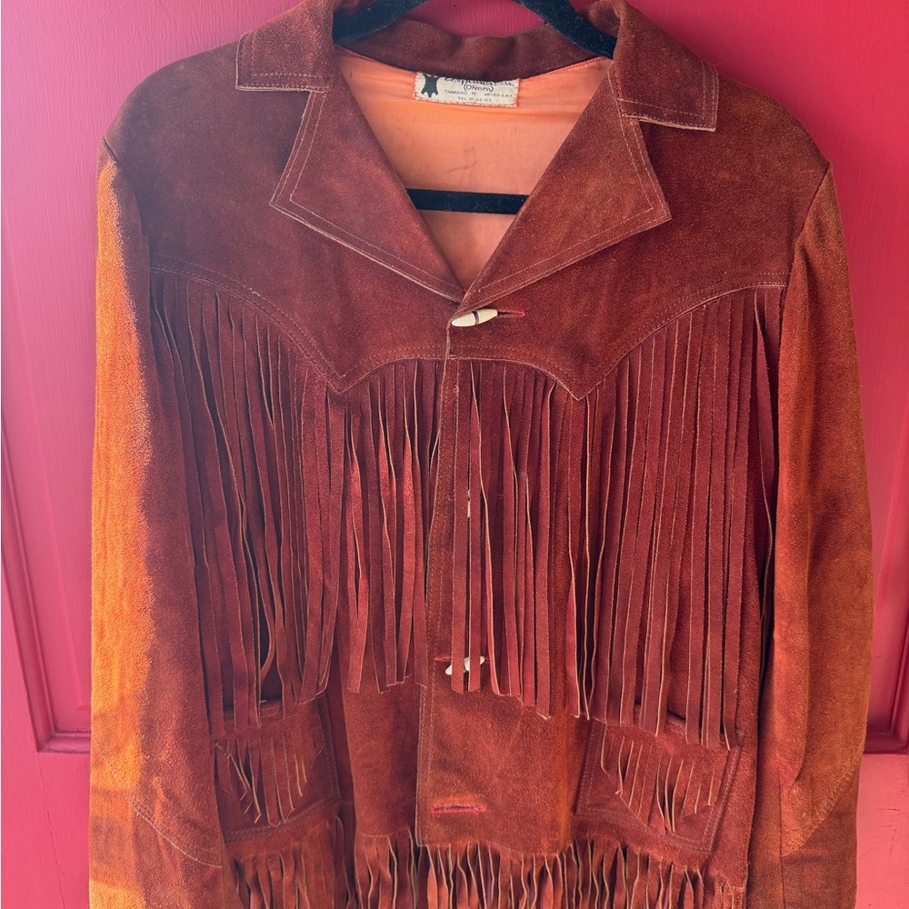 Rust Suede Fringe Leather Jacket